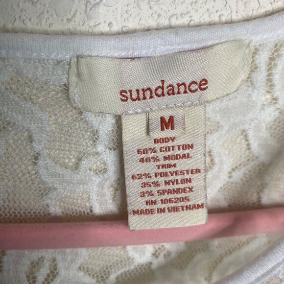 Sundance Blouse Womens Size M White Long Sleeve Lace Top Boho Peasant - Picture 2 of 8